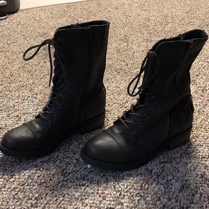 White Mountain Brown Zippered Combat Boots